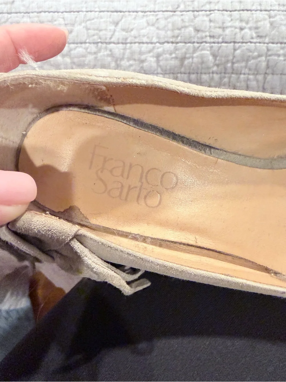 Franco Sarto Beige Suede Fringe Wedge Heels Pointed Toe Pumps Size 7.5